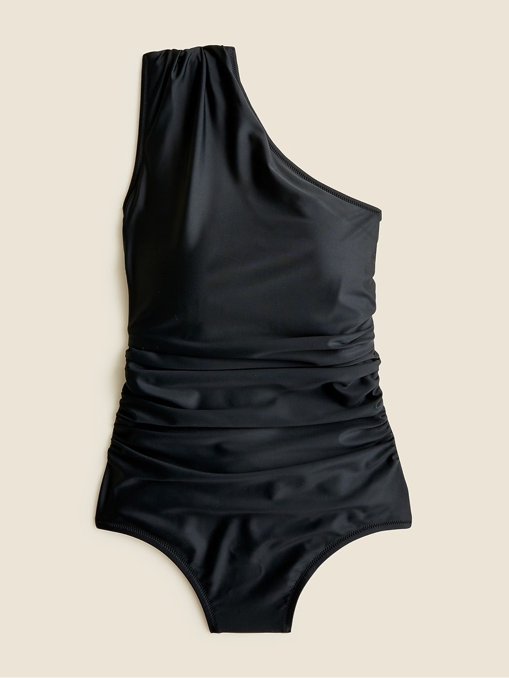 J. Crew One Shoulder One Piece Bathing Suit Ruched Size 10‎ Black Swim Euro